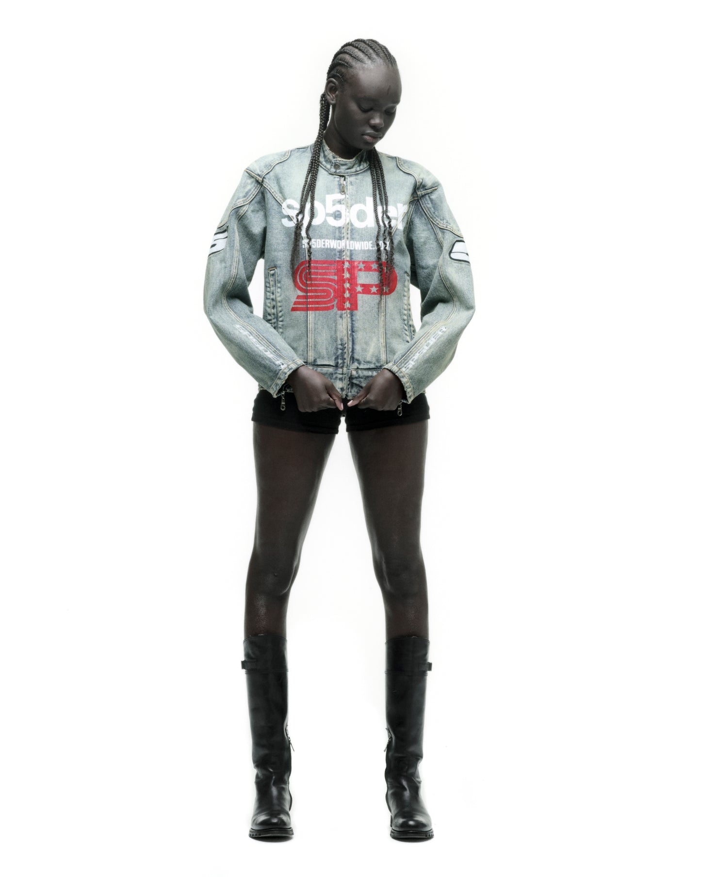 MOTORSPORT DENIM JACKET ON MODEL