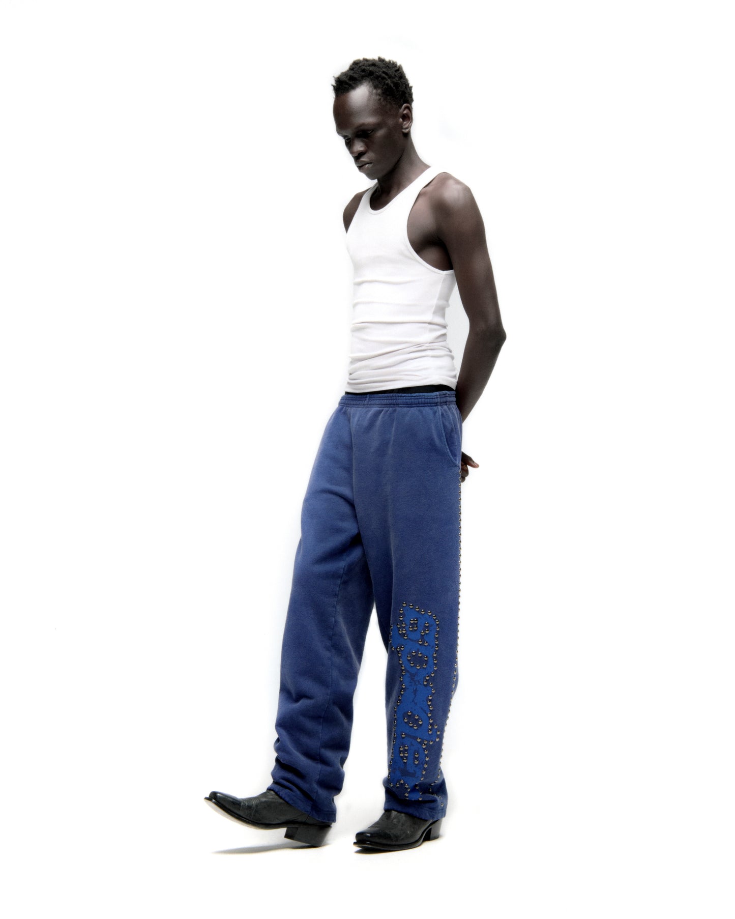 BLUE PUNK V3 STUDDED SWEATPANT ON MODEL