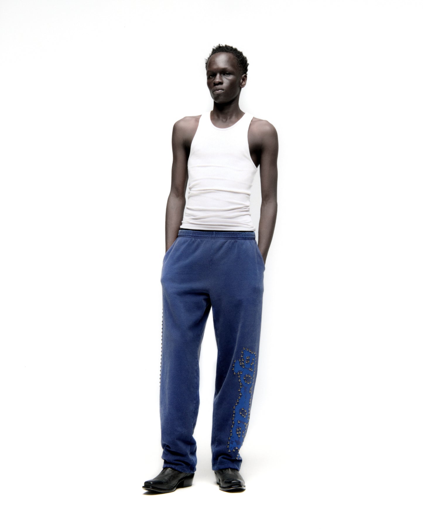 BLUE PUNK V3 STUDDED SWEATPANT ON MODEL
