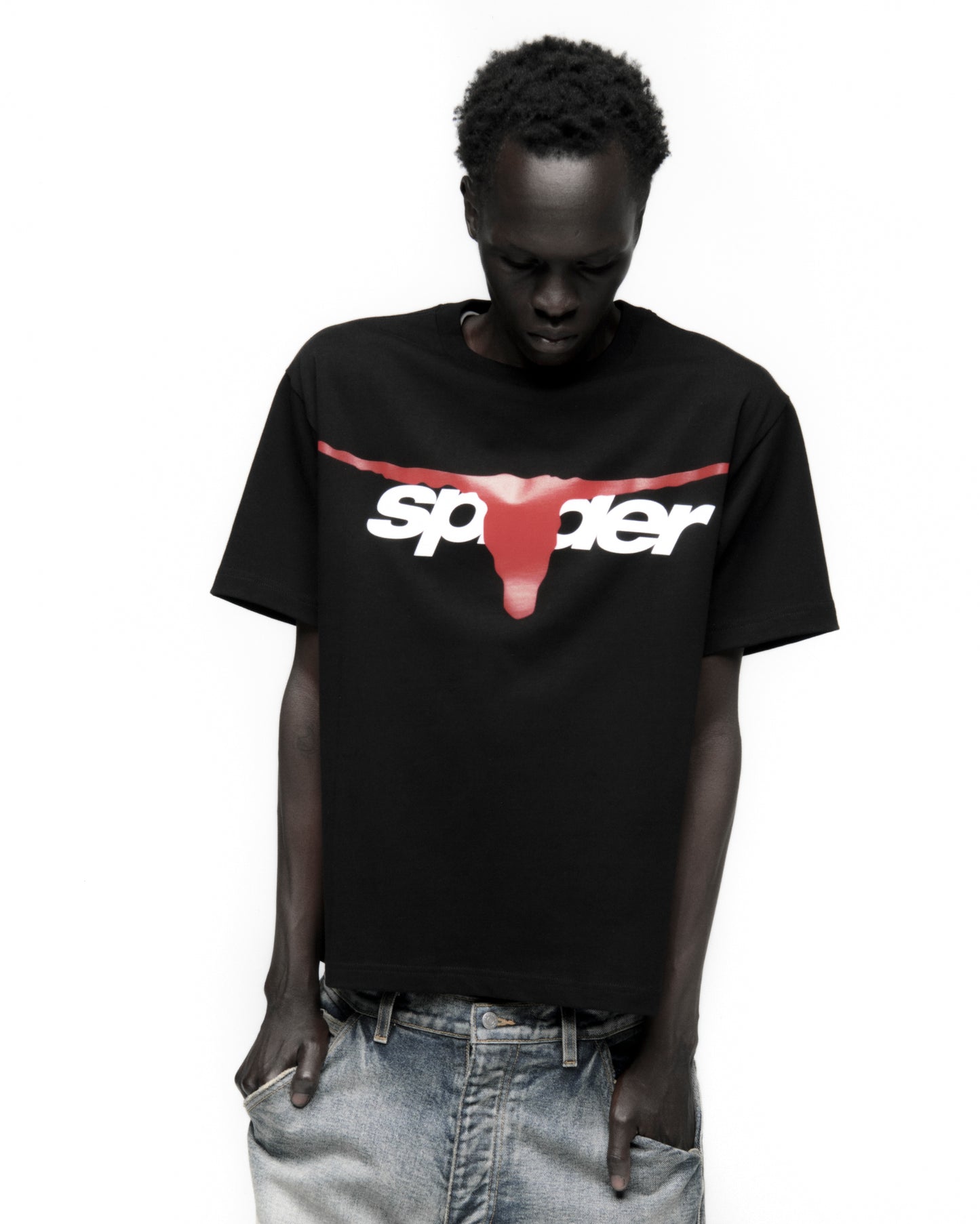 TX 5 FLAG TEE ON MODEL