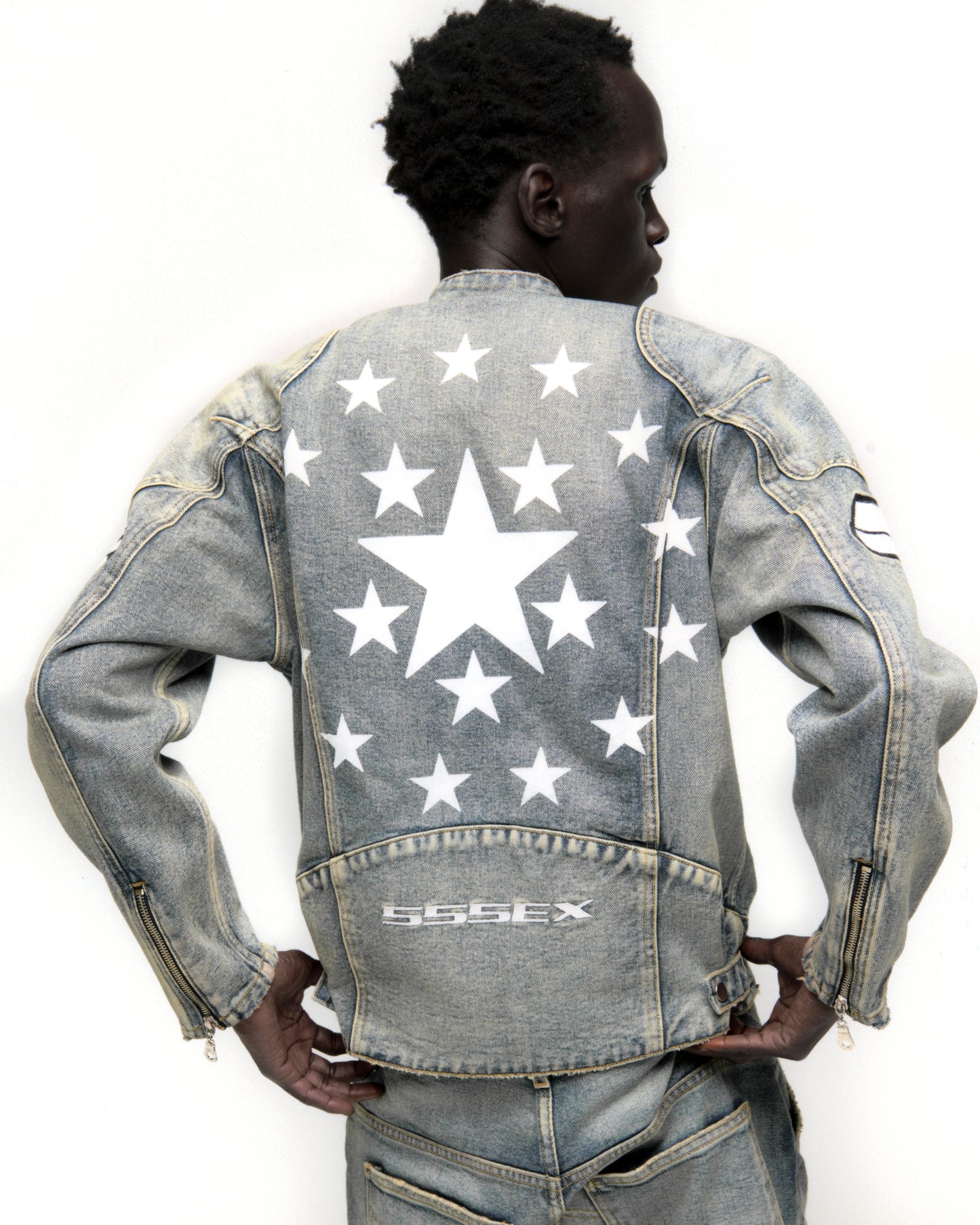 MOTORSPORT DENIM JACKET ON MODEL