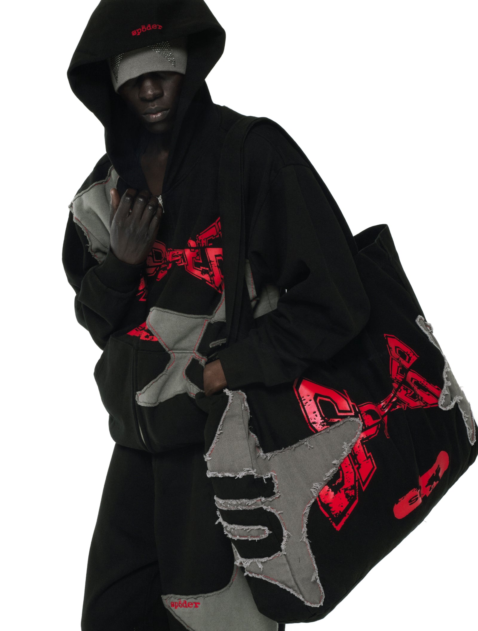BLACK BIG STAR TOTE