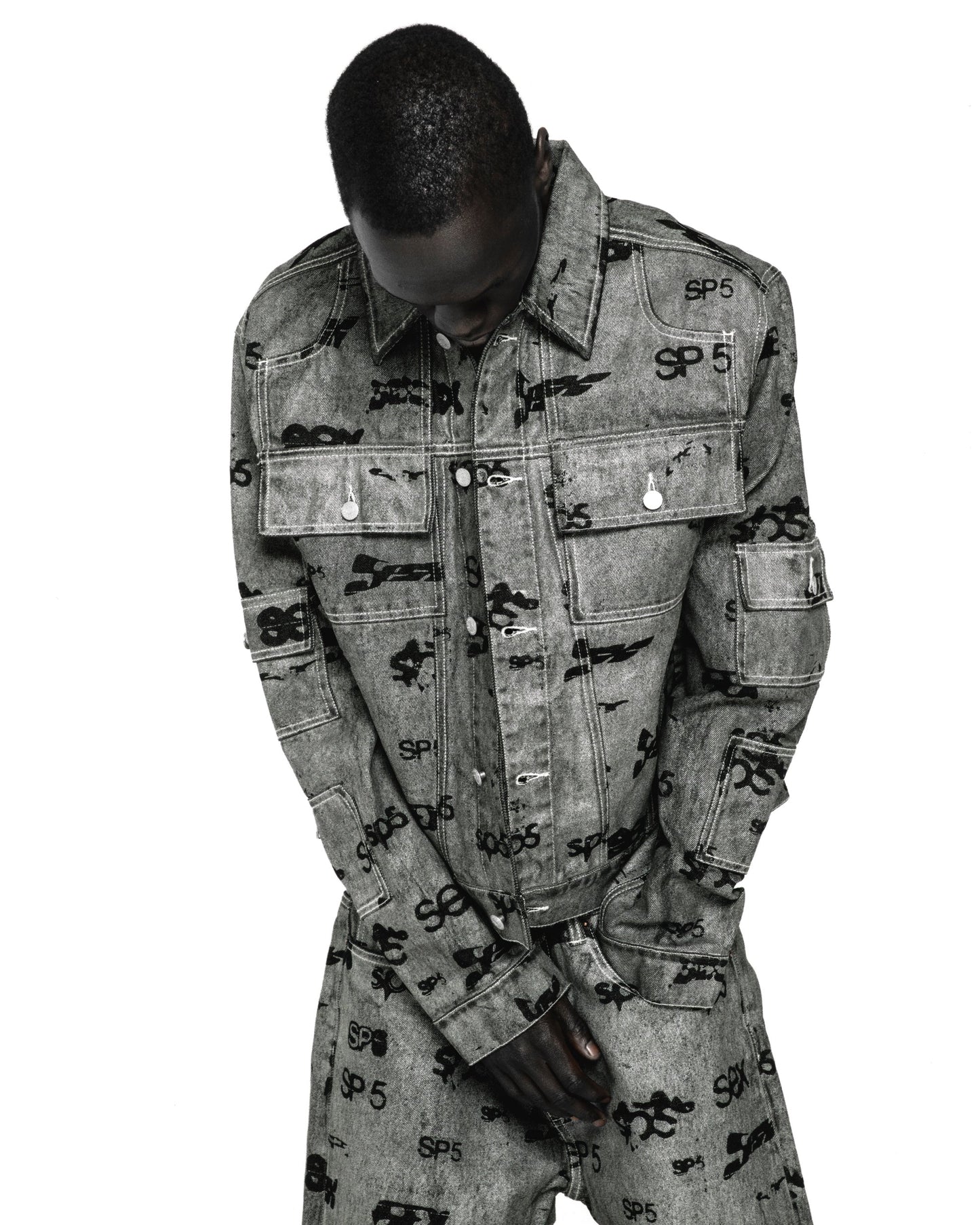 SEX AOP FOIL TRUCKER JACKET