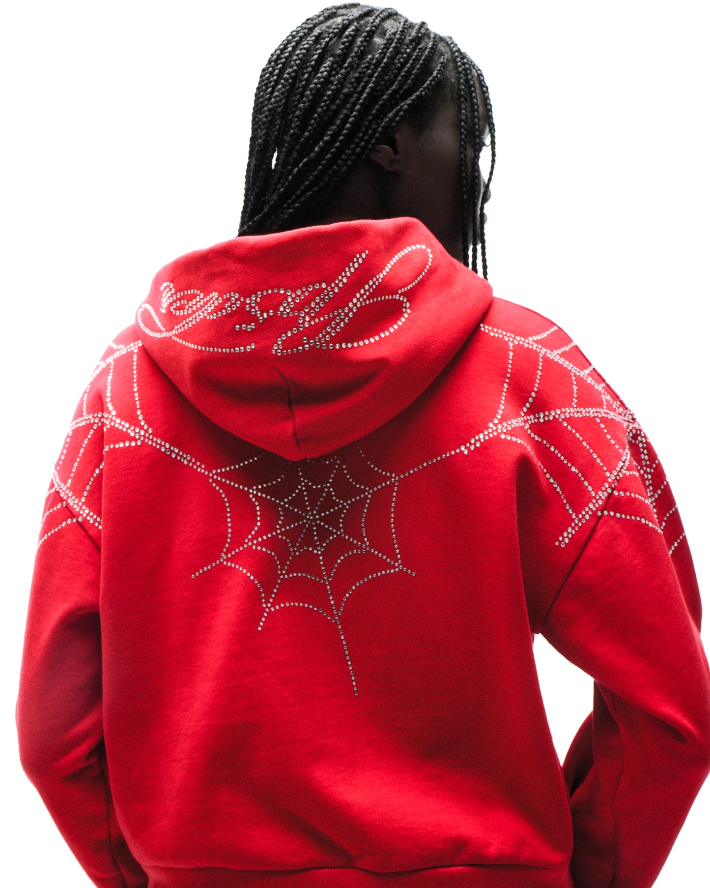 RHINESTONE WEB ZIP HOODIE