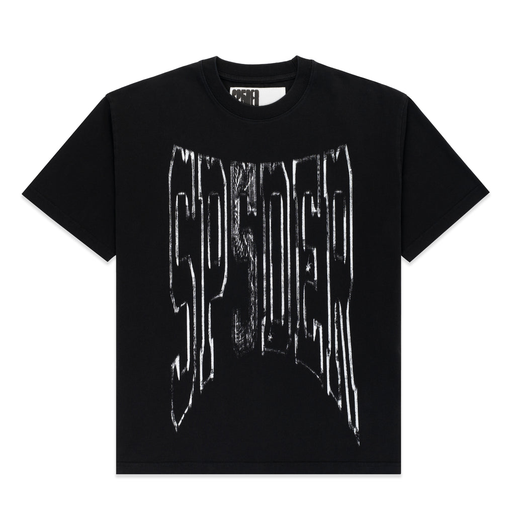 BLACK DIFFUSED COLLEGIATE TEE