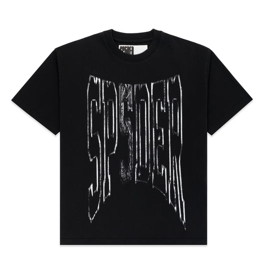 BLACK DIFFUSED COLLEGIATE TEE