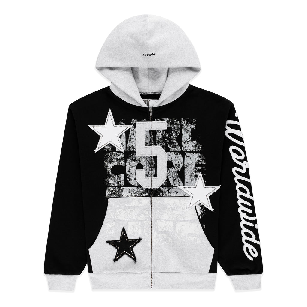 BLACK TRIPLE 5 STITCH ZIP UP