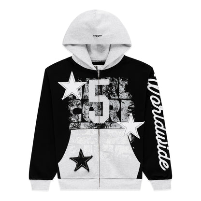 BLACK TRIPLE 5 STITCH ZIP UP