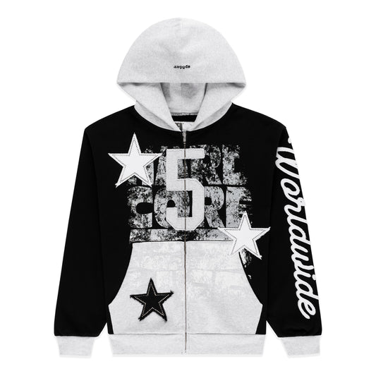 BLACK TRIPLE 5 STITCH ZIP UP