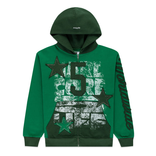 GREEN TRIPLE 5 STITCH ZIP UP