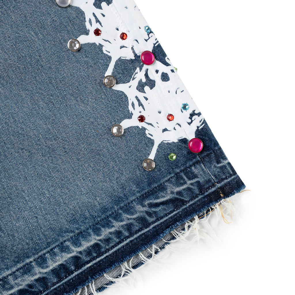 LBW WEB STONE DENIM SHORTS