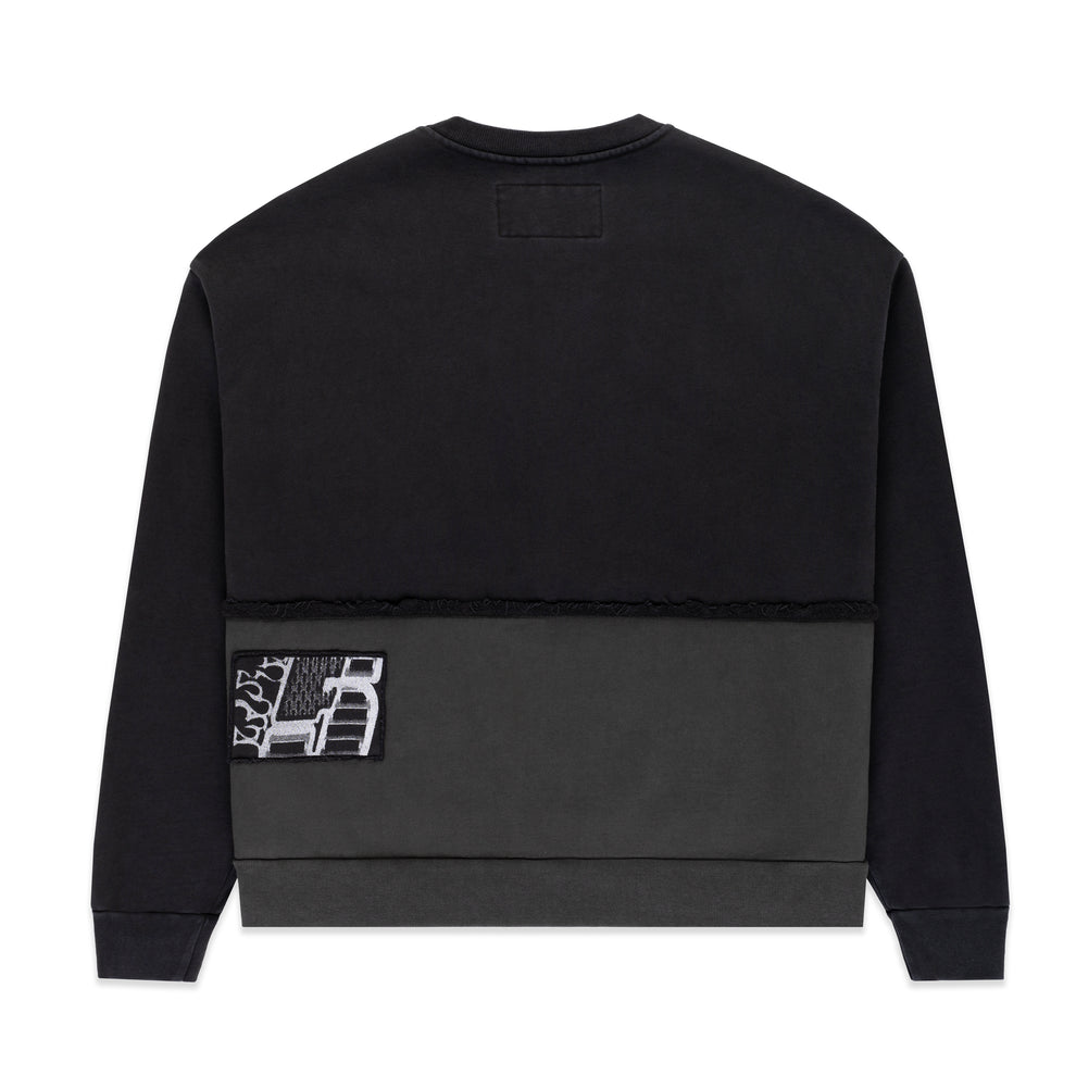 BLACK DIFFUSED COLLEGIATE CREWNECK