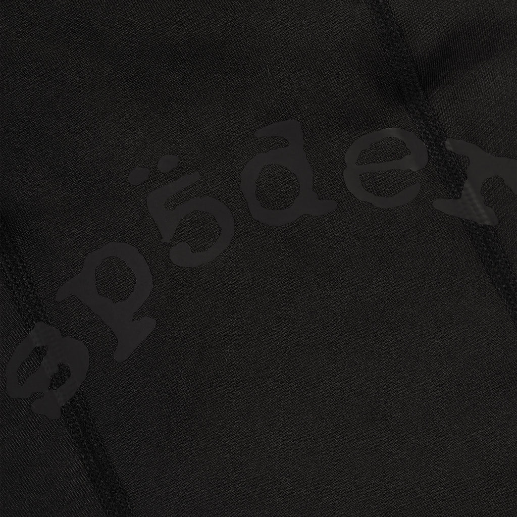 Black OG LOGO V2 Shiesty Mask with subtle SP5DER graphic print on breathable spandex.