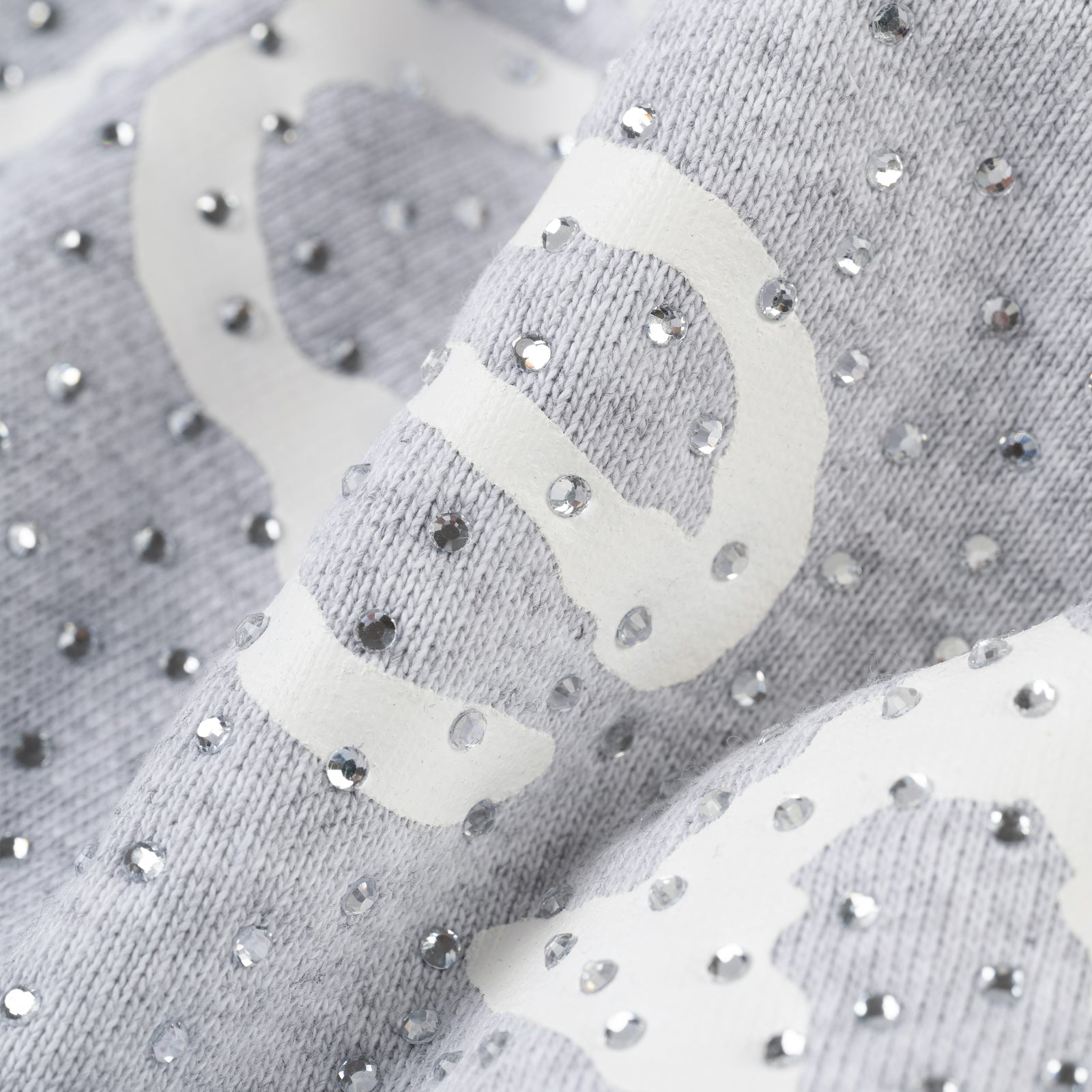 Gray 13oz cotton fleece VVS Hoodie with tonal rhinestone SP5DER text and rib knit details.