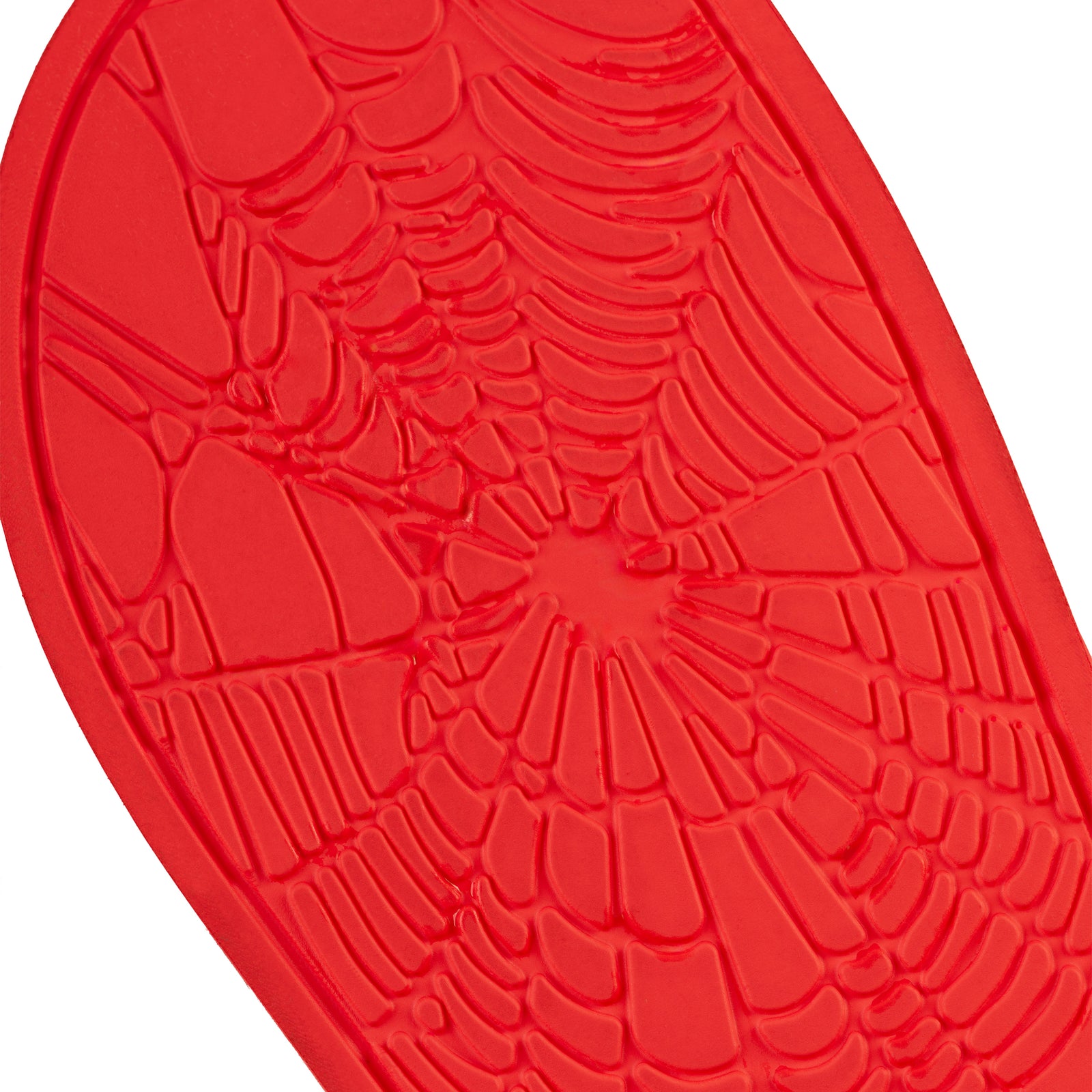 Red rubber ENZO SLIDE 001 sole with a detailed web-like tread pattern.
