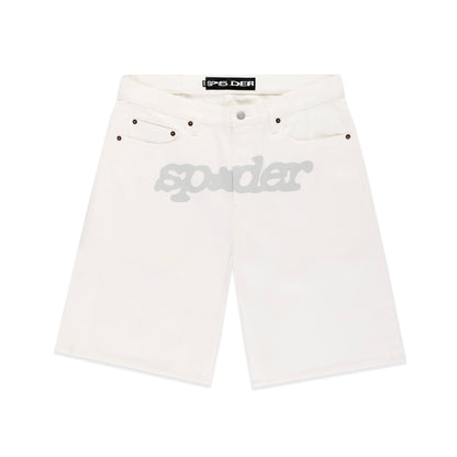 WHITE V3 LOGO DENIM SHORT