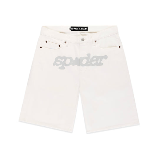 WHITE V3 LOGO DENIM SHORT