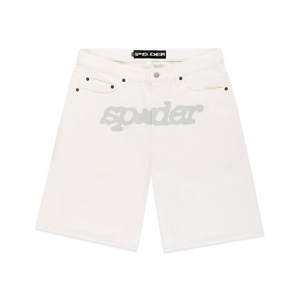 WHITE V3 LOGO DENIM SHORT