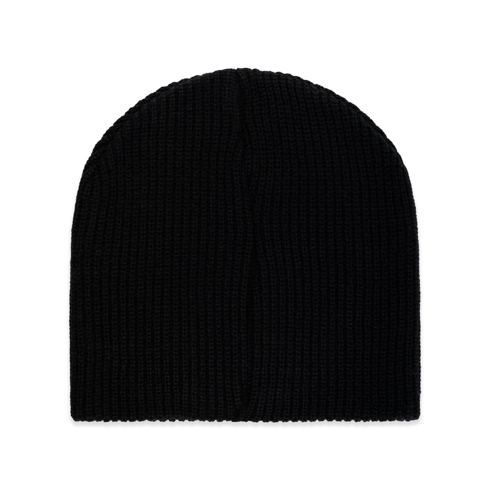 Black knit ribbed beanie with a subtle '5 Athletic' chenille patch.