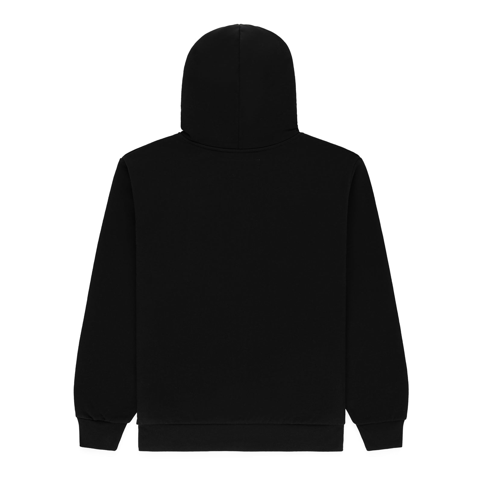 Black 13oz cotton fleece OG WEB V2 Rhinestone Zip Up hoodie, back view.
