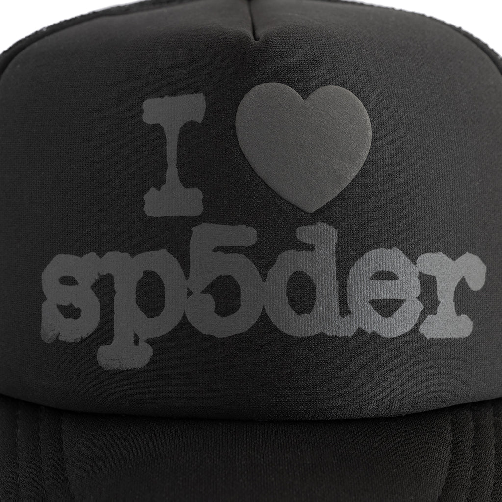 Black PHANTOM SOUVENIR TRUCKER HAT with "I ❤️ sp5der" text on front.