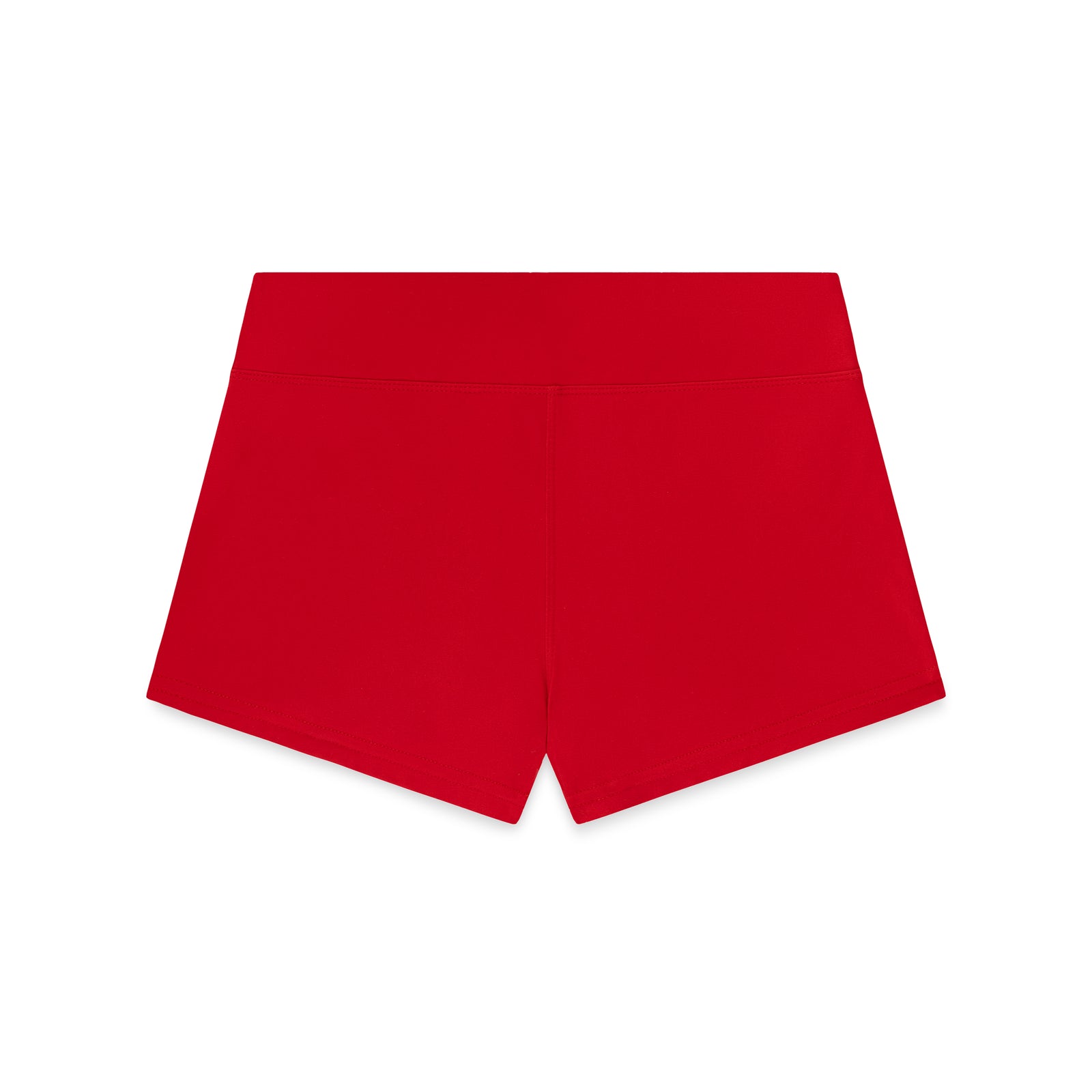 Red stretch cotton jersey short with elasticized waistband.