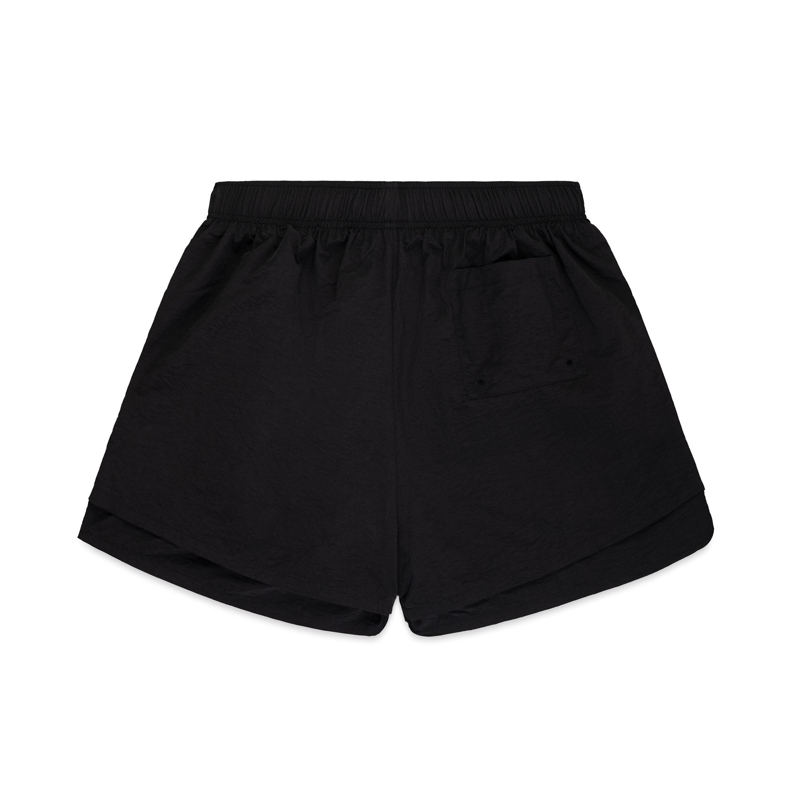 Black OG WEB Double Layer Short with patch back pocket and elastic waistband.