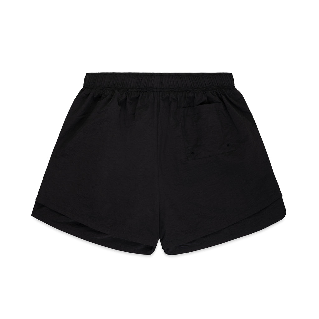 Black OG WEB Double Layer Short with patch back pocket and elastic waistband.