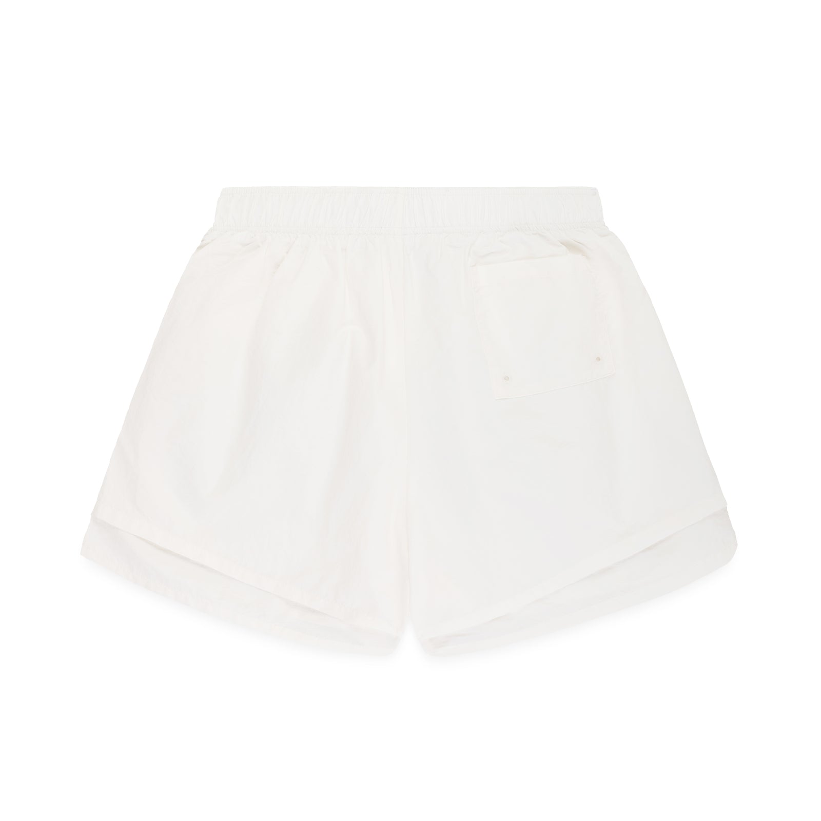 White OG WEB DOUBLE LAYER SHORT, 4oz water repellent nylon, high-low design, patch back pocket.