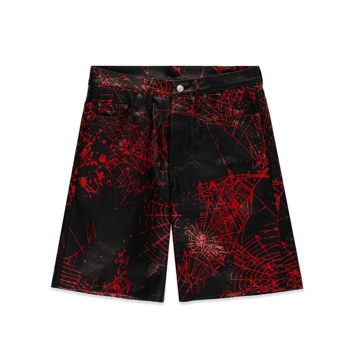 BLACK V2 WEB LEATHER SHORTS