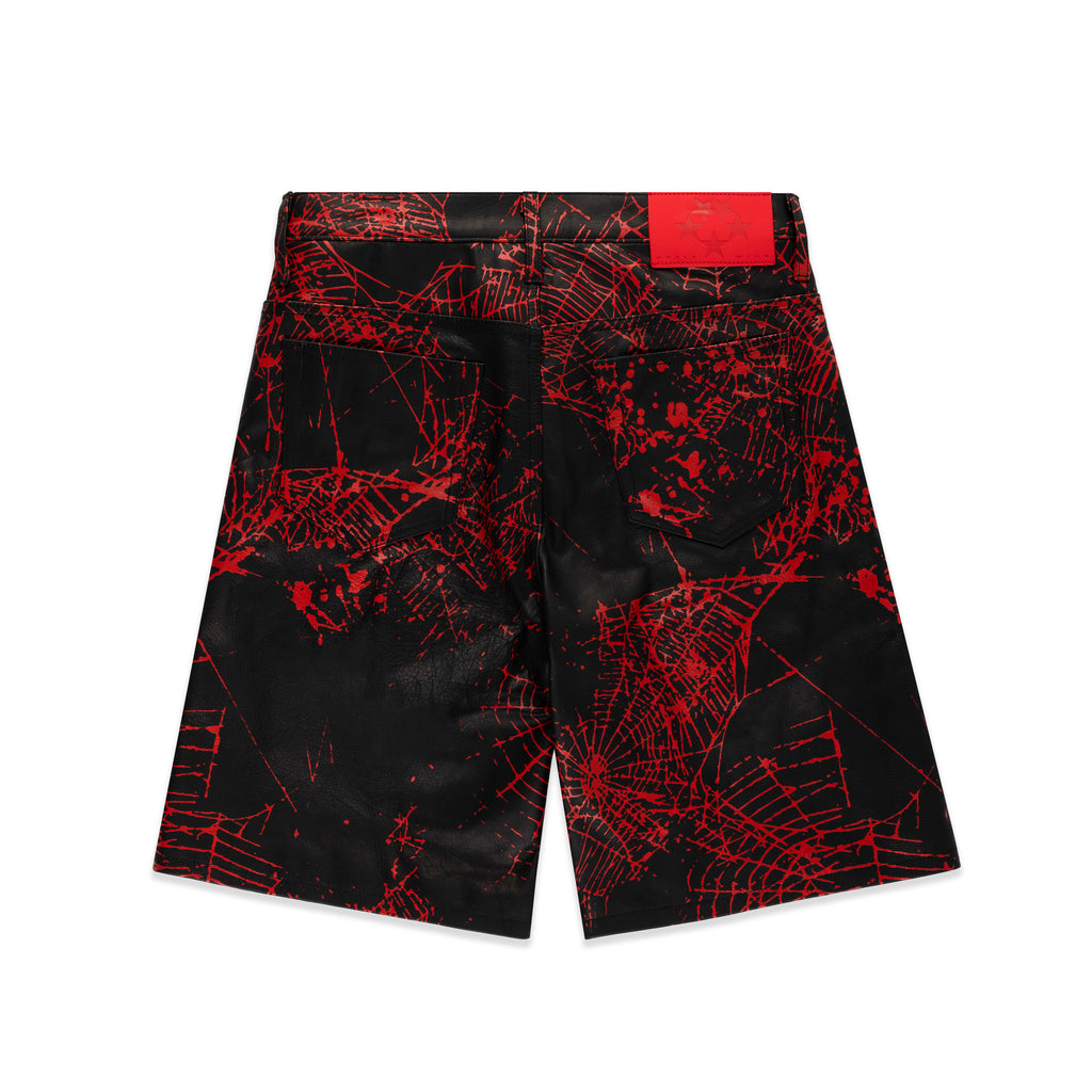 BLACK V2 WEB LEATHER SHORTS
