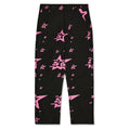 Black denim work pants with all-over pink 5 Star graphic.