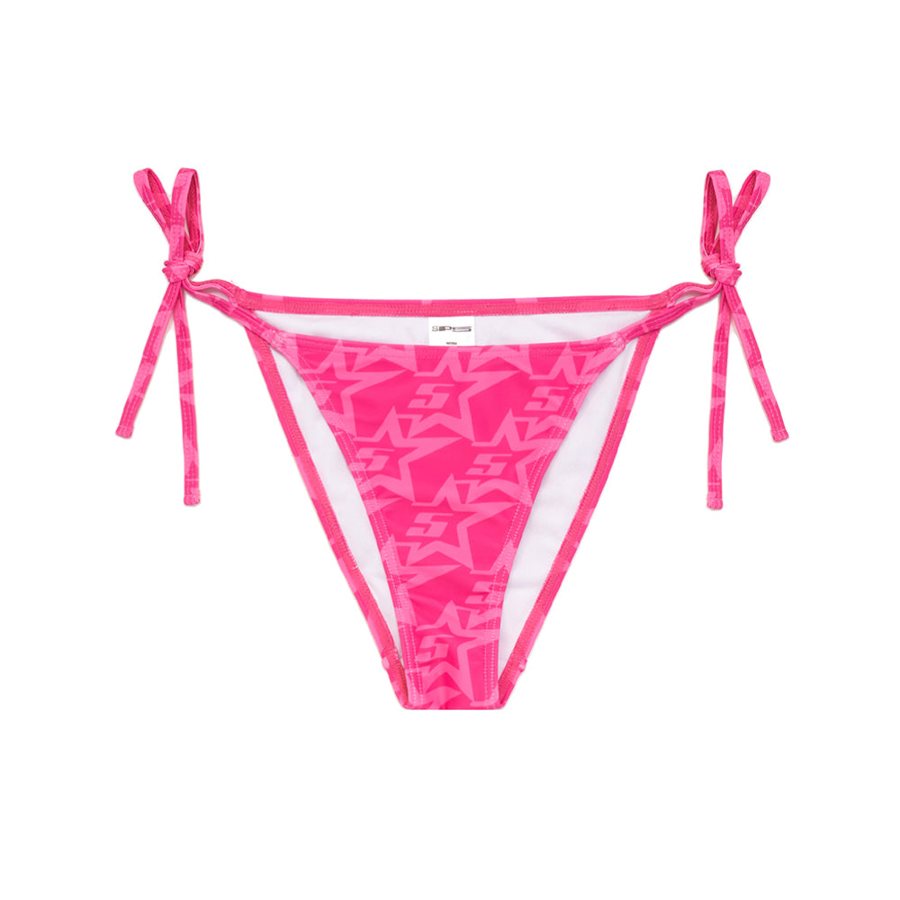 Pink Five Star bikini bottom with rope ties and "SP5DER" logo.