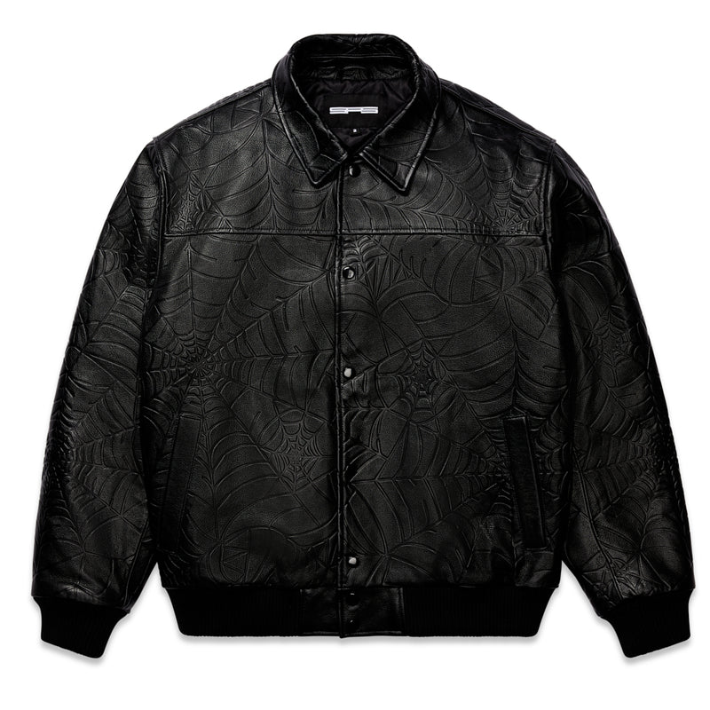 DEBOSSED WEB LEATHER JACKET