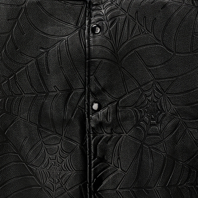 DEBOSSED WEB LEATHER JACKET