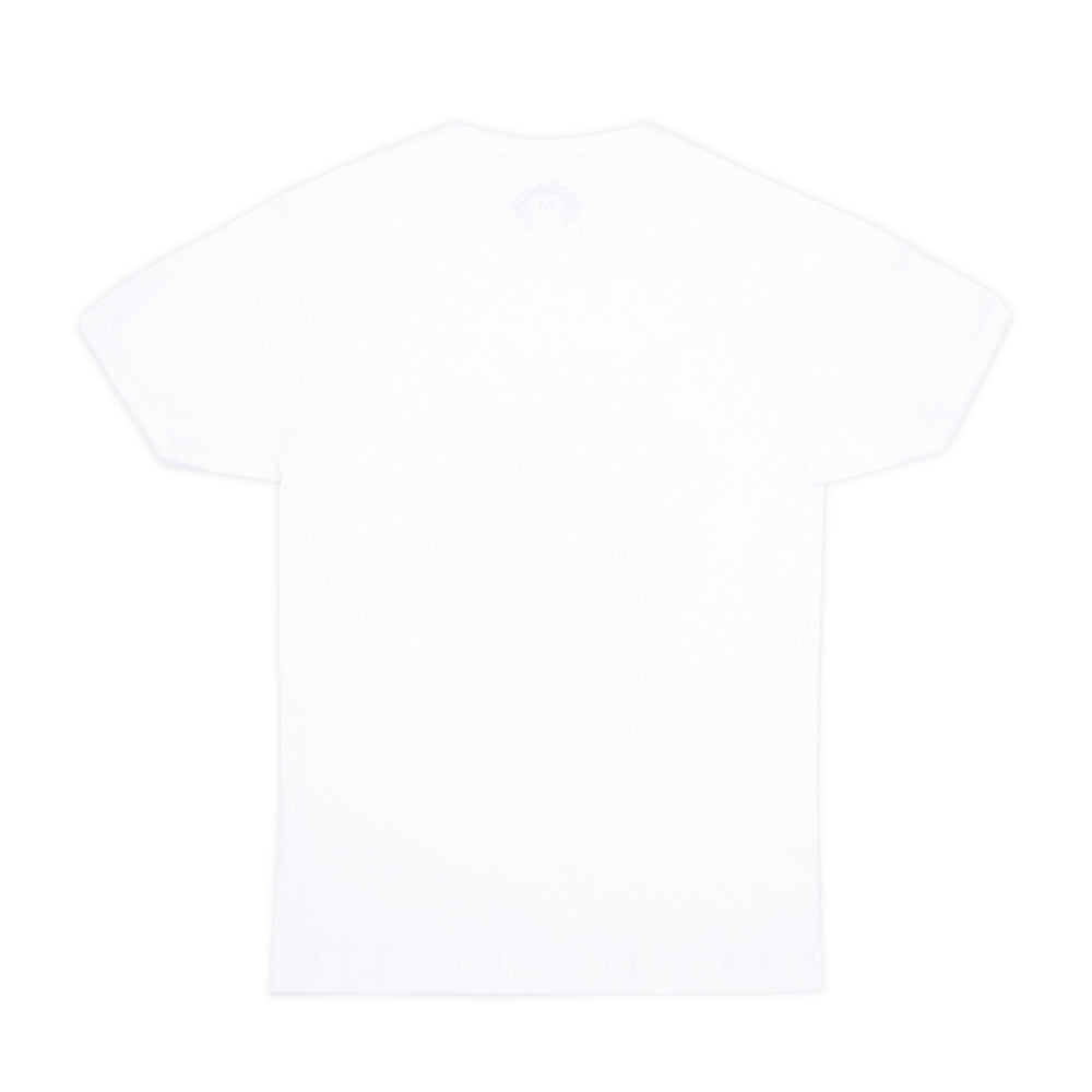 Back view of a plain white 100% cotton OG WEB CANDY BABY TEE.