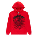 RED OG WEB STUDDED ZIP HOODIE