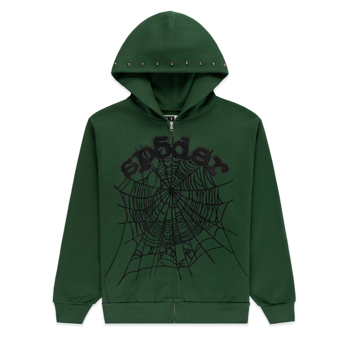 GREEN OG WEB STUDDED ZIP HOODIE