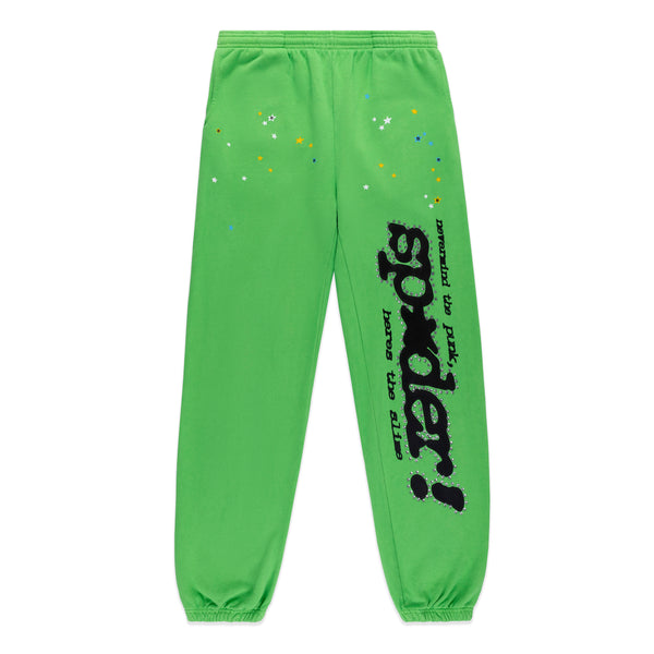 BRIGHT GREEN RHINESTONE PUNK V2 SWEATPANT | SP5DER | KING SPIDER