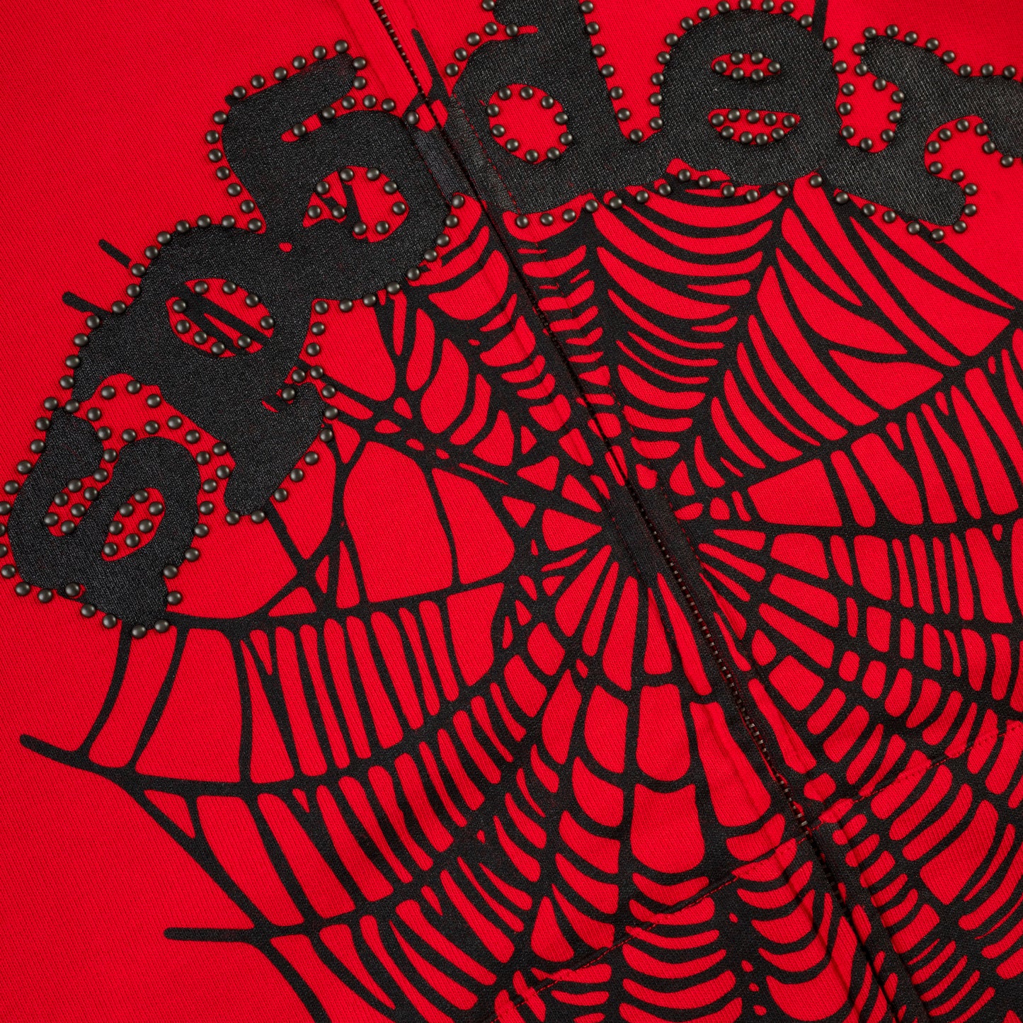 RED OG WEB STUDDED ZIP HOODIE