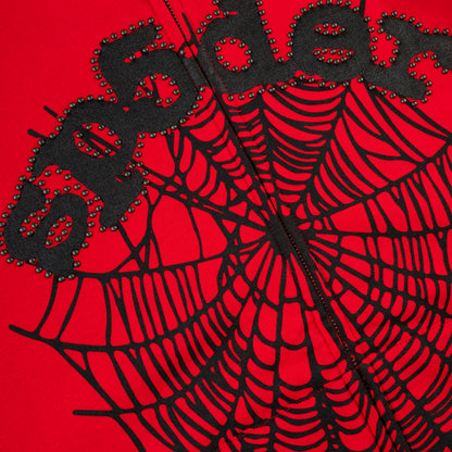 RED OG WEB STUDDED ZIP HOODIE