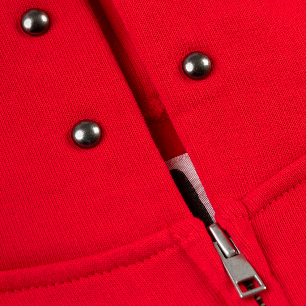 RED OG WEB STUDDED ZIP HOODIE
