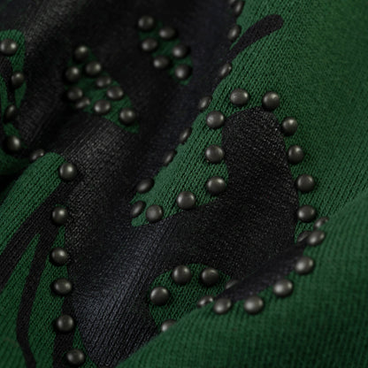 GREEN OG WEB STUDDED ZIP HOODIE