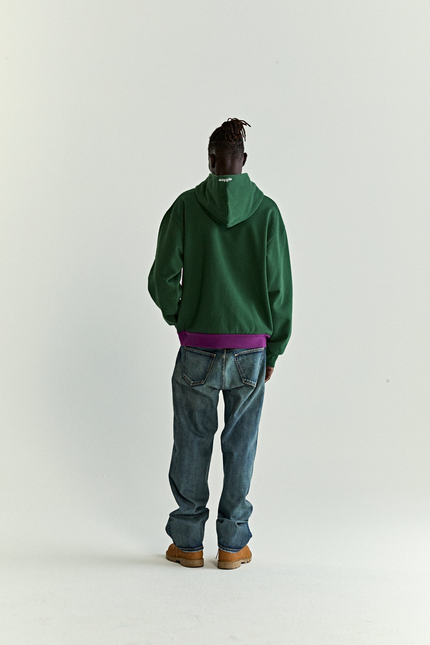 GREEN CAMPERS FIELD ZIP UP HOODIE ON MODEL