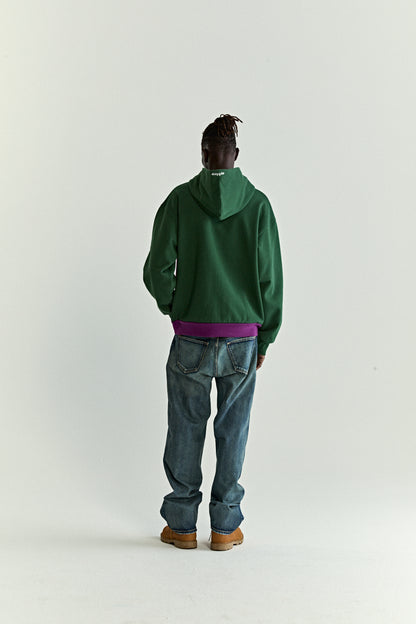 GREEN CAMPERS FIELD ZIP UP HOODIE ON MODEL