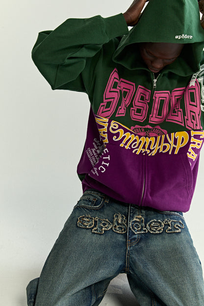 GREEN CAMPERS FIELD ZIP UP HOODIE ON MODEL