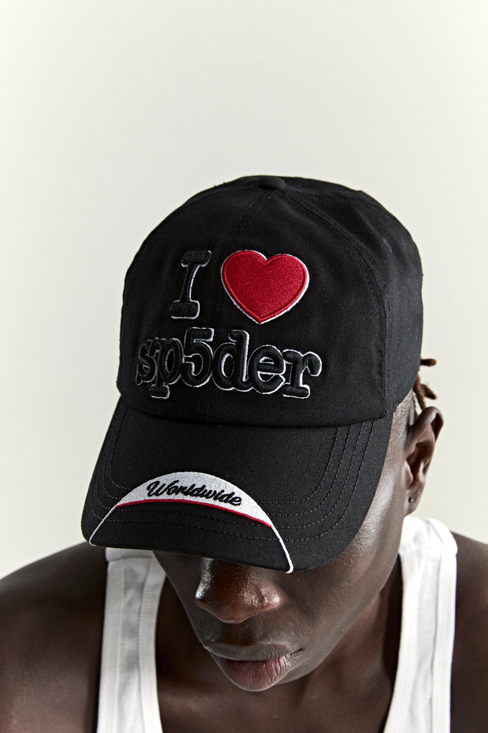 BLACK SOUVENIR 6-PANEL HAT ON MODEL