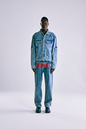 LIGHT WASH DENIM V3 TRUCK JACKET ON MODEL