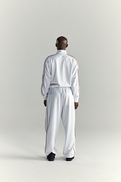WHITE ATLANTA TRACK JACKET ON MODEL