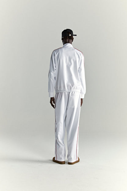 WHITE ATLANTA TRACK JACKET ON MODEL